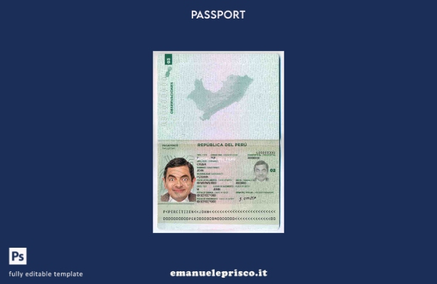 modello di passaporto del Perù in stile verificato